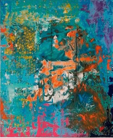 ABSTRACTO VERDE Y NARANJA
